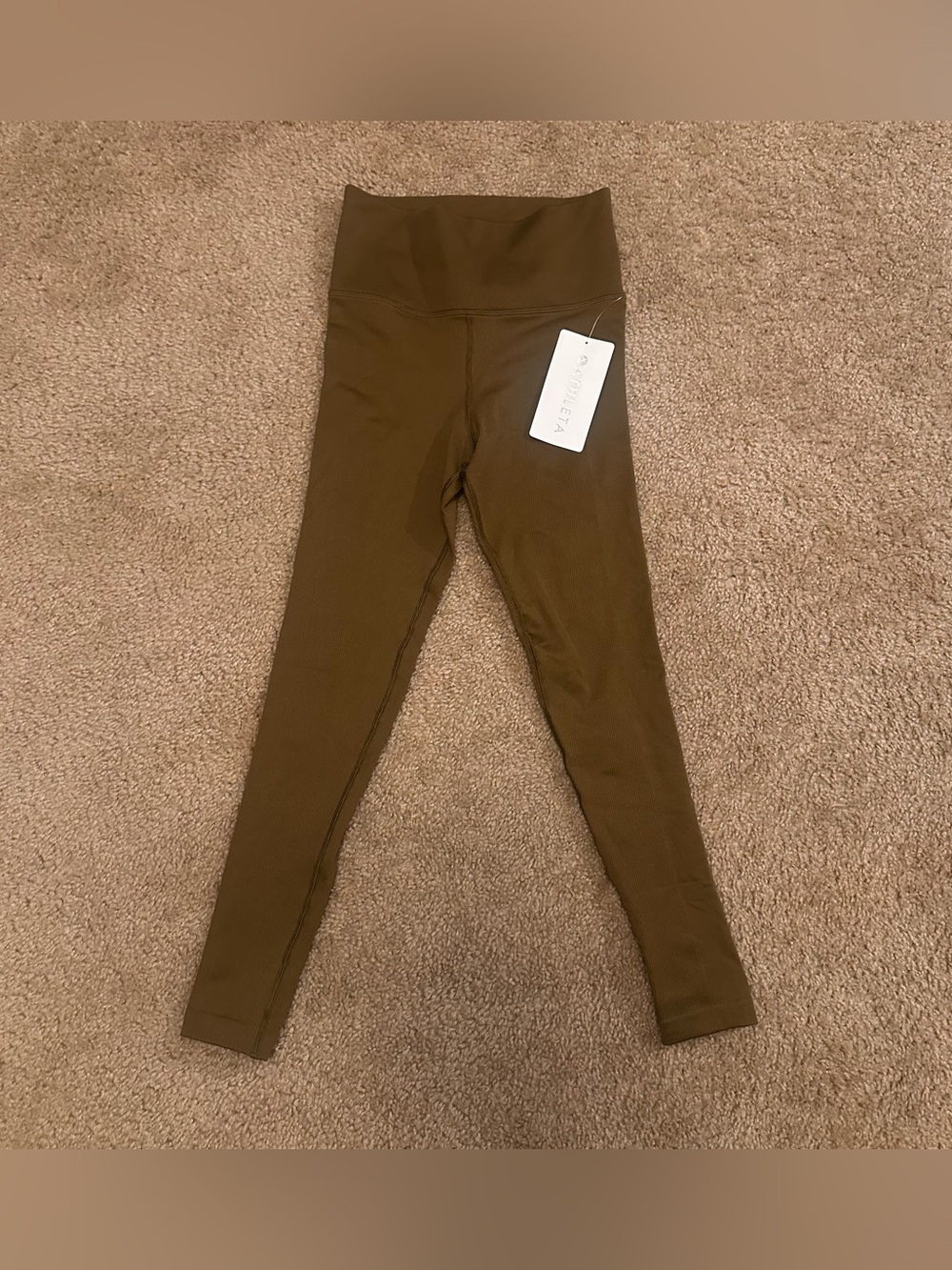 Athleta Aurora Seamless Tight Leggings XS Brown Ribbed High Rise NWT $79.99